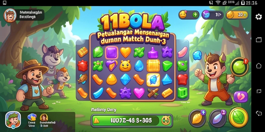 Screenshot dari gameplay 11BOLA yang menunjukkan kombinasi bola berwarna.