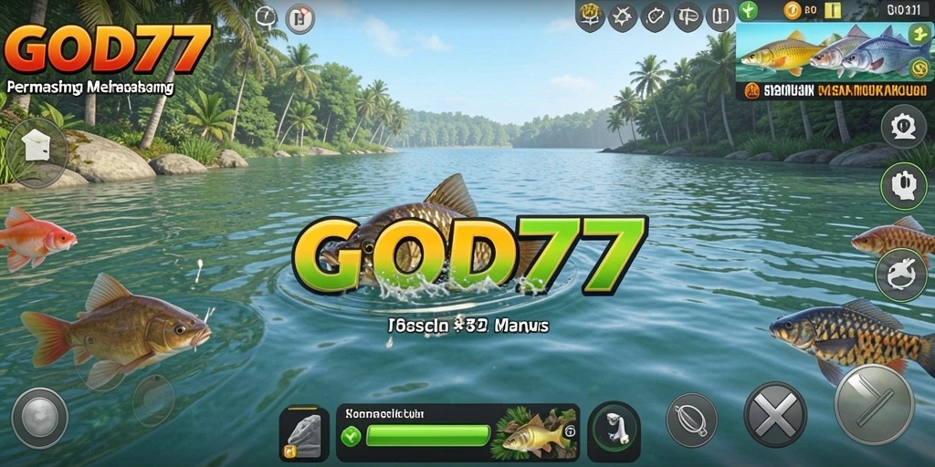 Gameplay seru GOD77, tangkap ikan di perairan yang indah.