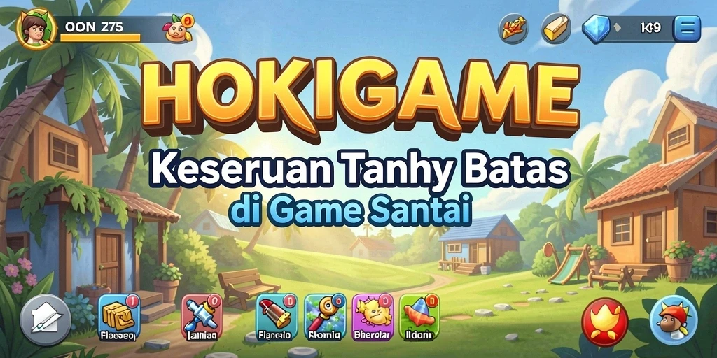 Tampilan gameplay seru HOKIGAME yang penuh warna.