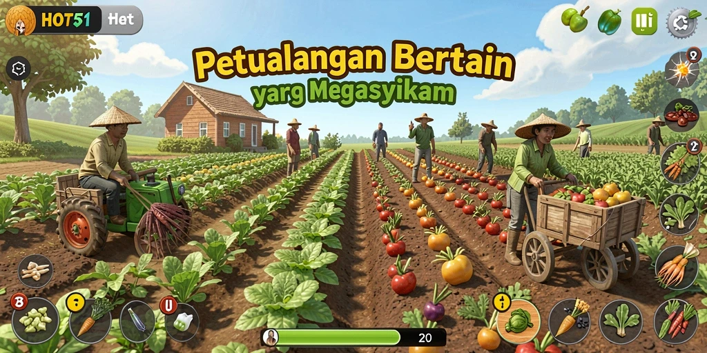 Screenshot HOT51 menampilkan gameplay menarik saat bertani.