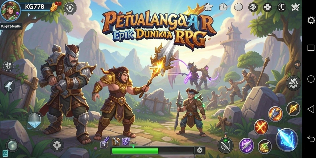 Screenshot KG778 menunjukkan aksi pertarungan yang mendebarkan dalam RPG.