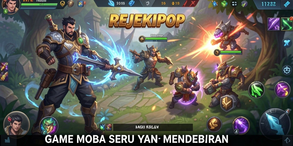 Tampilan gameplay seru REJEKIPOP dengan aksi pertarungan yang mendebarkan.