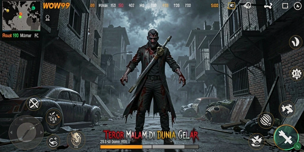 Tampilan gameplay seram WOW99 dengan efek suara yang mencekam.